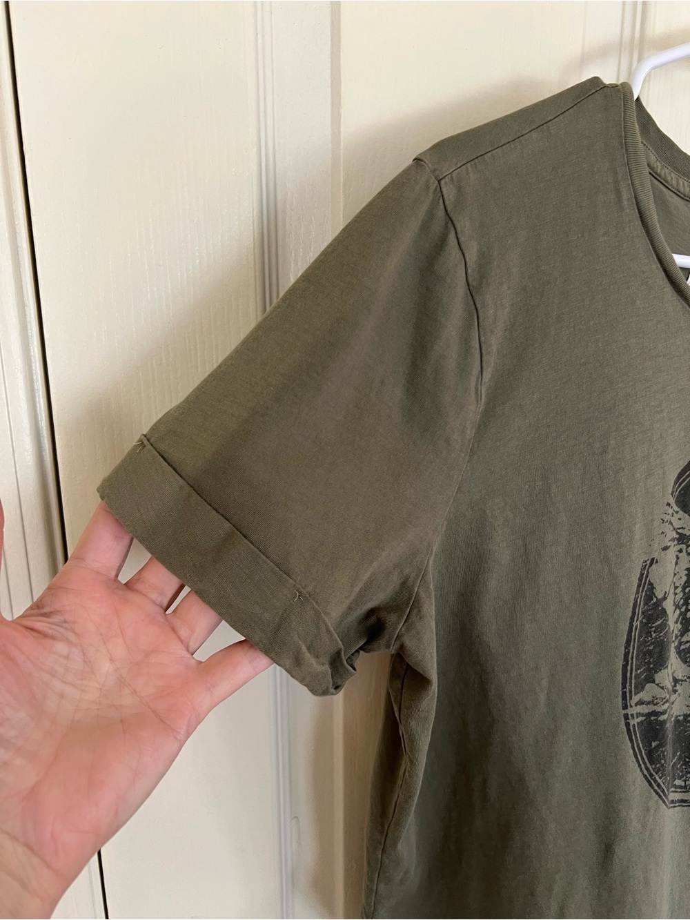 Anthropologie Sol Angeles Eagle Graphic Tee Olive Green Cotton Rolled Sleeve L - Picture 4 of 9